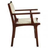 Kourtnai Leather Teak Wood Dining Chair Brown