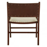 Kourtnai Leather Teak Wood Dining Chair Brown