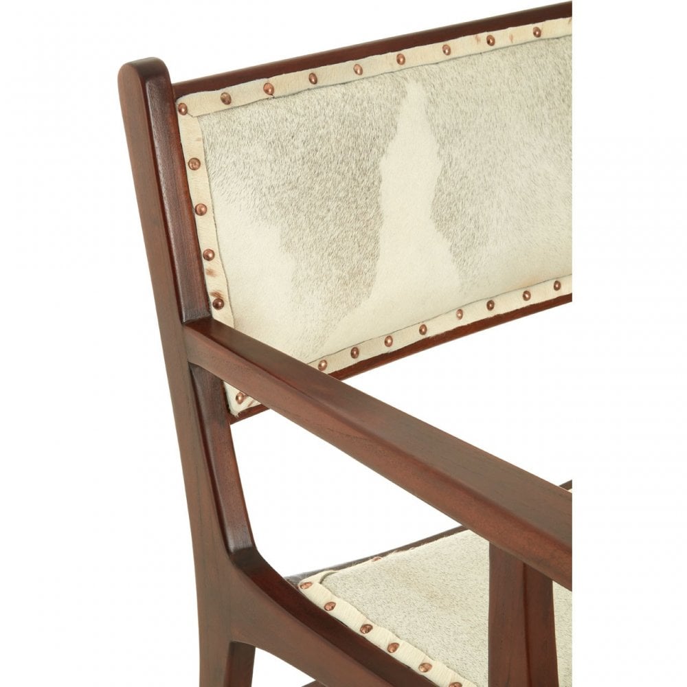 Kourtnai Leather Teak Wood Dining Chair Brown