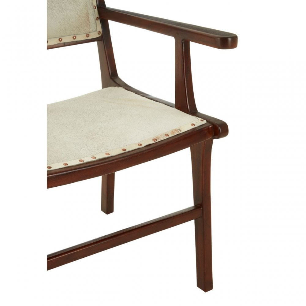Kourtnai Leather Teak Wood Dining Chair Brown