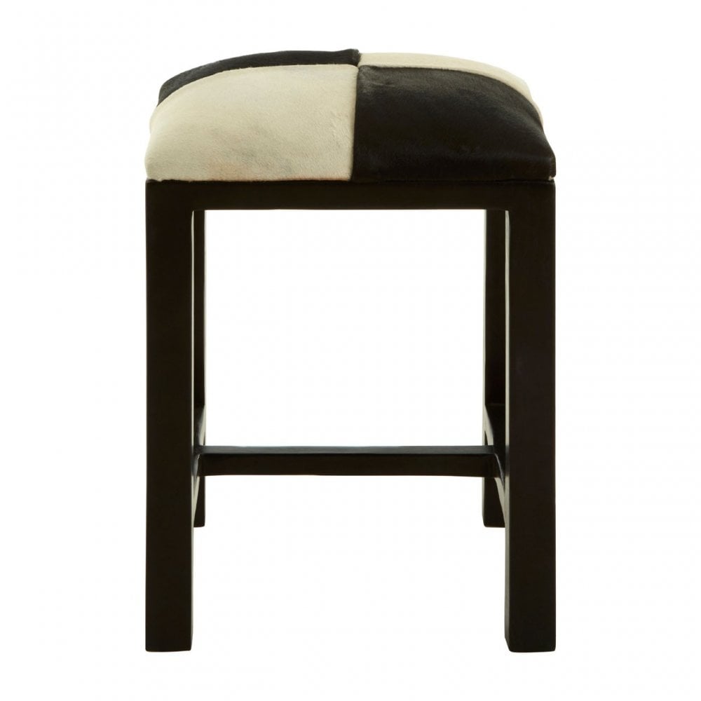 Kourtnai Black And White Leather Iron Stool Assorted