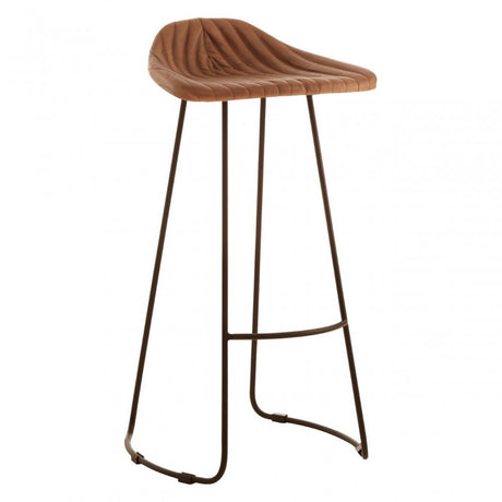 Longhorn Longhorn Buffalo Light Brown Leather and Iron Stool Grey