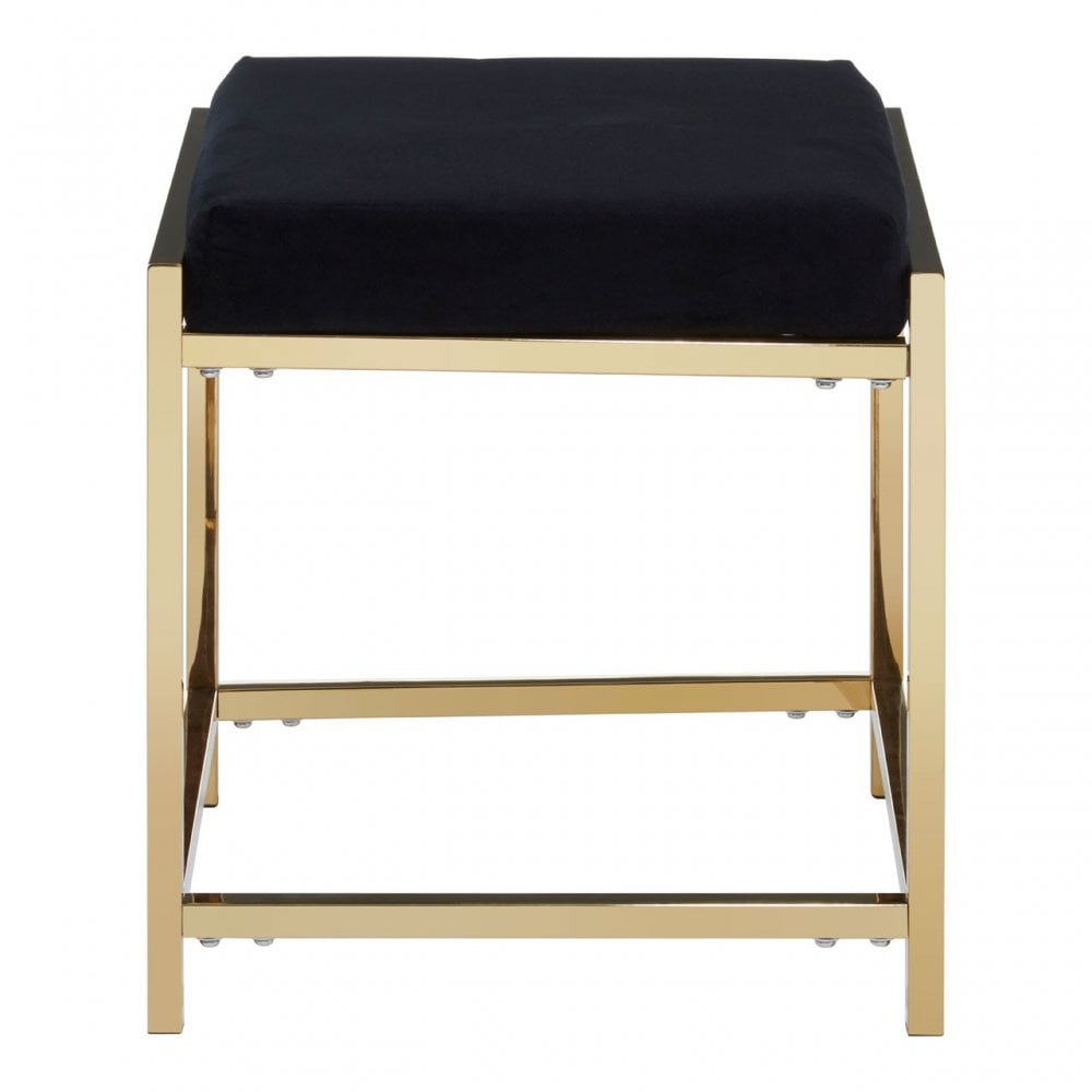 Matayo Black Velvet / Gold Finish Stool Black