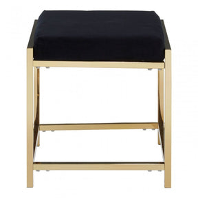 Matayo Black Velvet / Gold Finish Stool Black