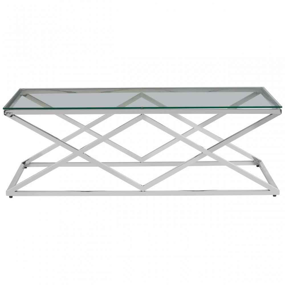 Matayo Inverted Prism Base Coffee Table Silver