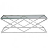 Matayo Inverted Prism Base Coffee Table Silver