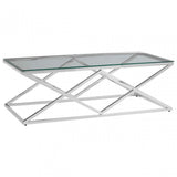Matayo Inverted Prism Base Coffee Table Silver