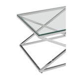 Matayo Inverted Prism Base Coffee Table Silver