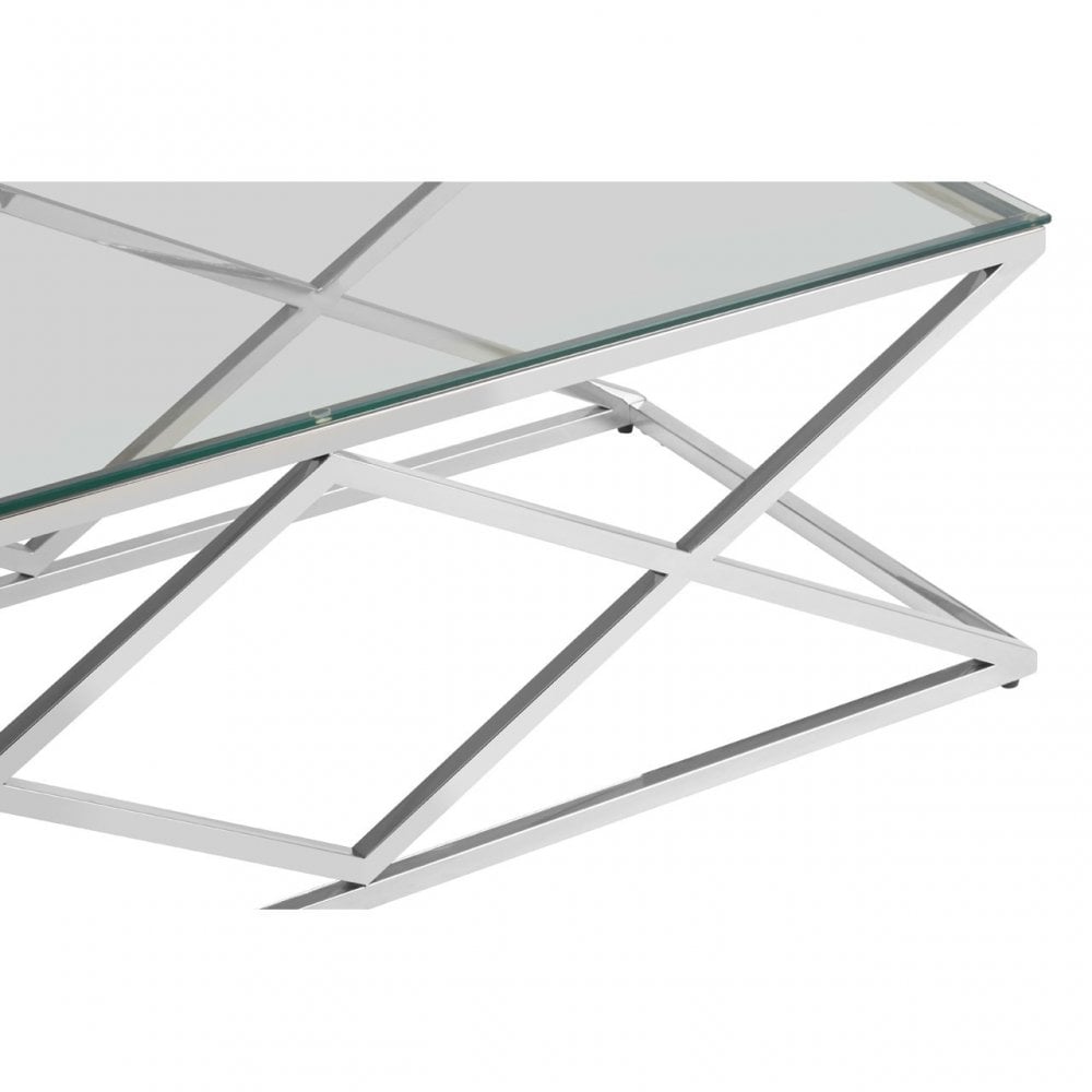 Matayo Inverted Prism Base Coffee Table Silver