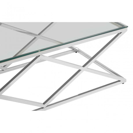 Matayo Inverted Prism Base Coffee Table Silver