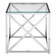Matayo End Table with Cross Base Silver