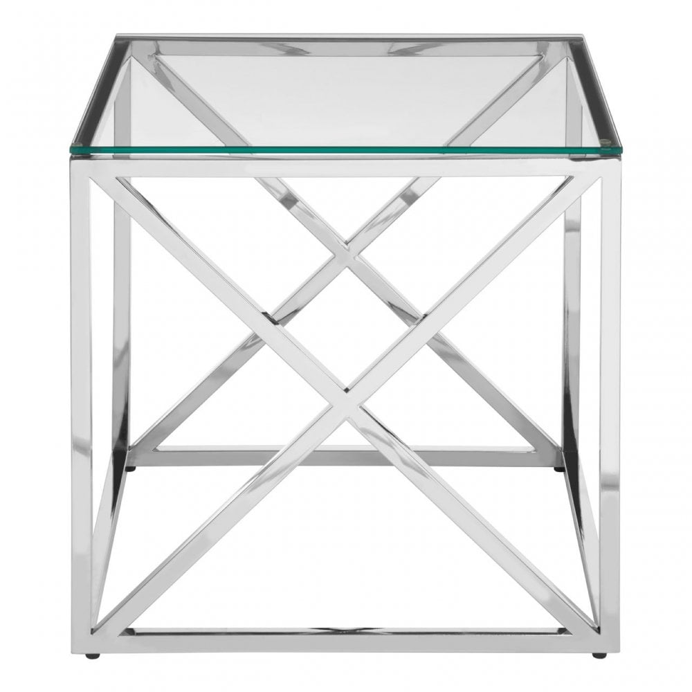 Matayo End Table with Cross Base Silver