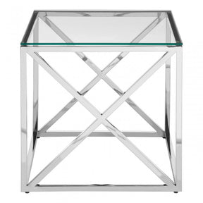 Matayo End Table with Cross Base Silver