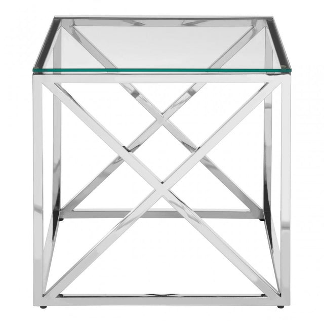 Matayo End Table with Cross Base Silver