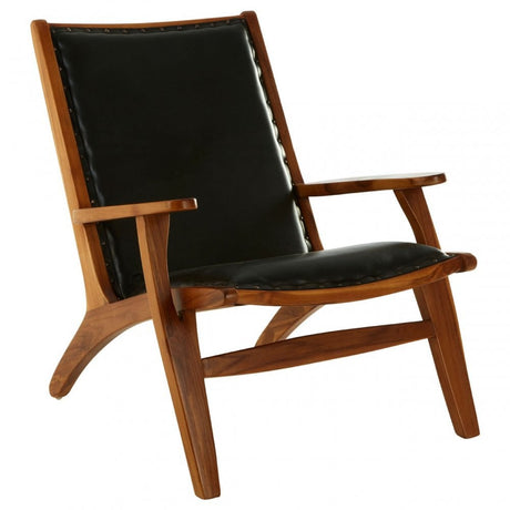 Kourtnai Black Leather / Wood Chair Black