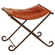 Longhorn Longhorn Buffalo Tan Leather / Iron Folding Stool Brown