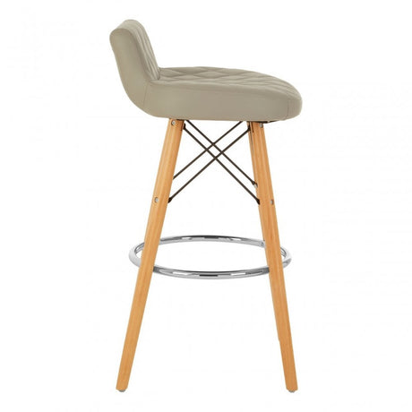 Jersey Grey Leather Effect Seat Bar Stool Grey