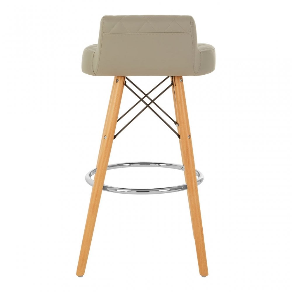 Jersey Grey Leather Effect Seat Bar Stool Grey