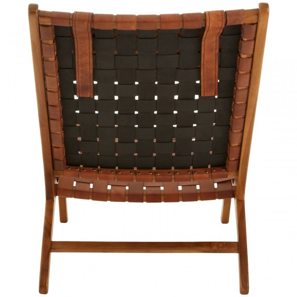 Kourtnai Teak Wood And Leather Chair Brown