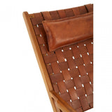Kourtnai Teak Wood And Leather Chair Brown