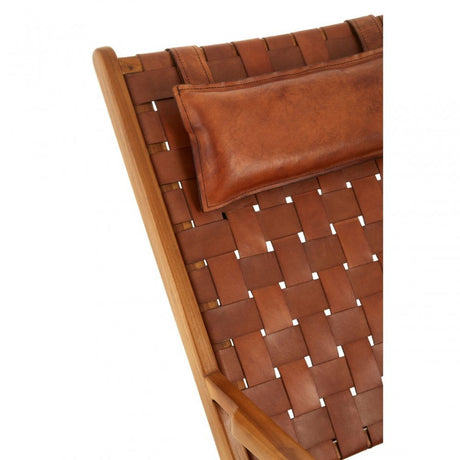 Kourtnai Teak Wood And Leather Chair Brown