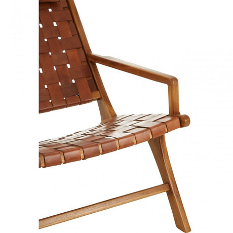 Kourtnai Teak Wood And Leather Chair Brown