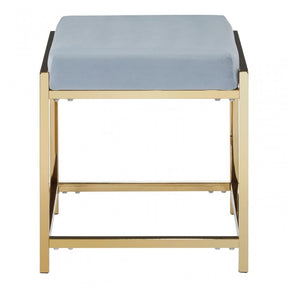 Matayo Grey Velvet / Gold Finish Stool Blue