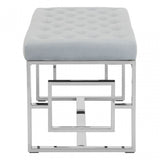 Matayo Grey Velvet / Silver Finish Bench Grey