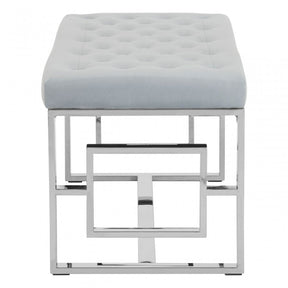 Matayo Grey Velvet / Silver Finish Bench Grey