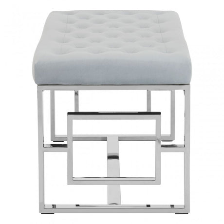 Matayo Grey Velvet / Silver Finish Bench Grey