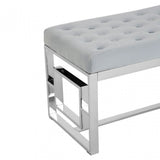 Matayo Grey Velvet / Silver Finish Bench Grey