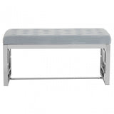 Matayo Grey Velvet / Silver Finish Bench Grey