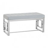 Matayo Grey Velvet / Silver Finish Bench Grey