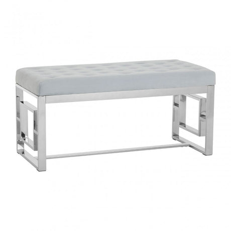 Matayo Grey Velvet / Silver Finish Bench Grey