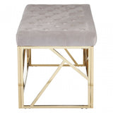 Matayo Mink Velvet / Gold Finish Frame Bench Brown