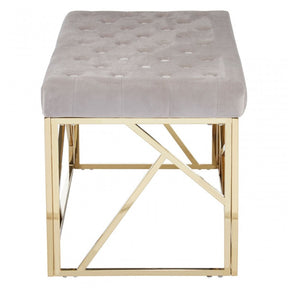 Matayo Mink Velvet / Gold Finish Frame Bench Brown