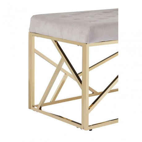 Matayo Mink Velvet / Gold Finish Frame Bench Brown