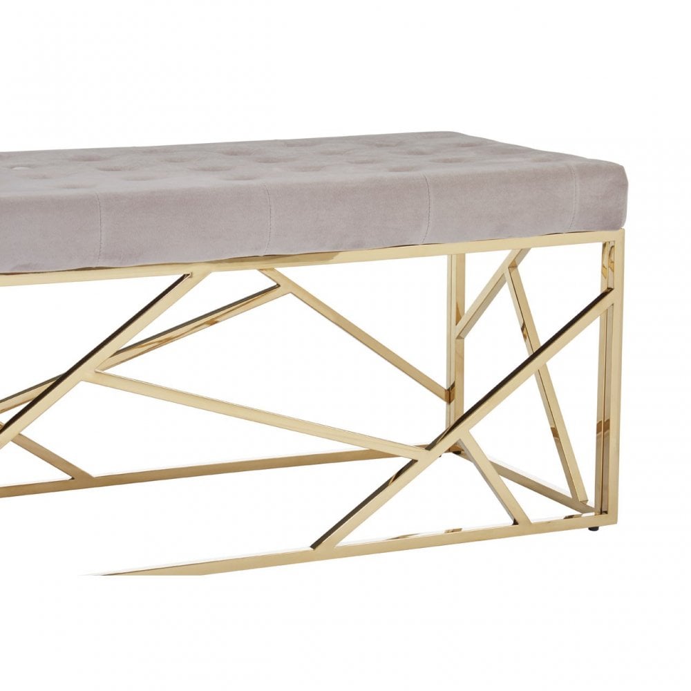 Matayo Mink Velvet / Gold Finish Frame Bench Brown