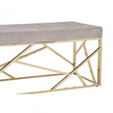 Matayo Mink Velvet / Gold Finish Frame Bench Brown