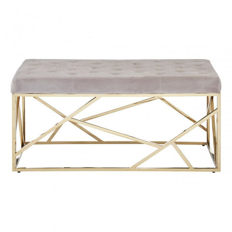 Matayo Mink Velvet / Gold Finish Frame Bench Brown