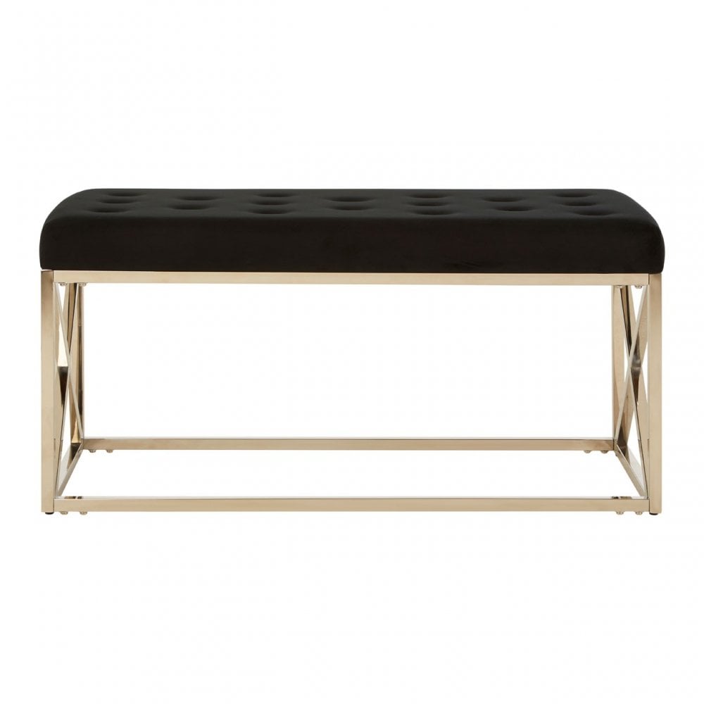 Matayo Black Tufted Seat / Silver Finish Bench Black