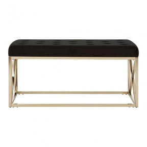 Matayo Black Tufted Seat / Silver Finish Bench Black