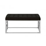Matayo Black Tufted Seat / Silver Finish Bench Black