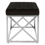 Matayo Black Tufted Seat / Silver Finish Bench Black