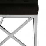 Matayo Black Tufted Seat / Silver Finish Bench Black