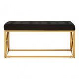 Matayo Black Tufted Seat / Gold Finish Bench Black