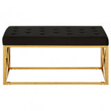 Matayo Black Tufted Seat / Gold Finish Bench Black