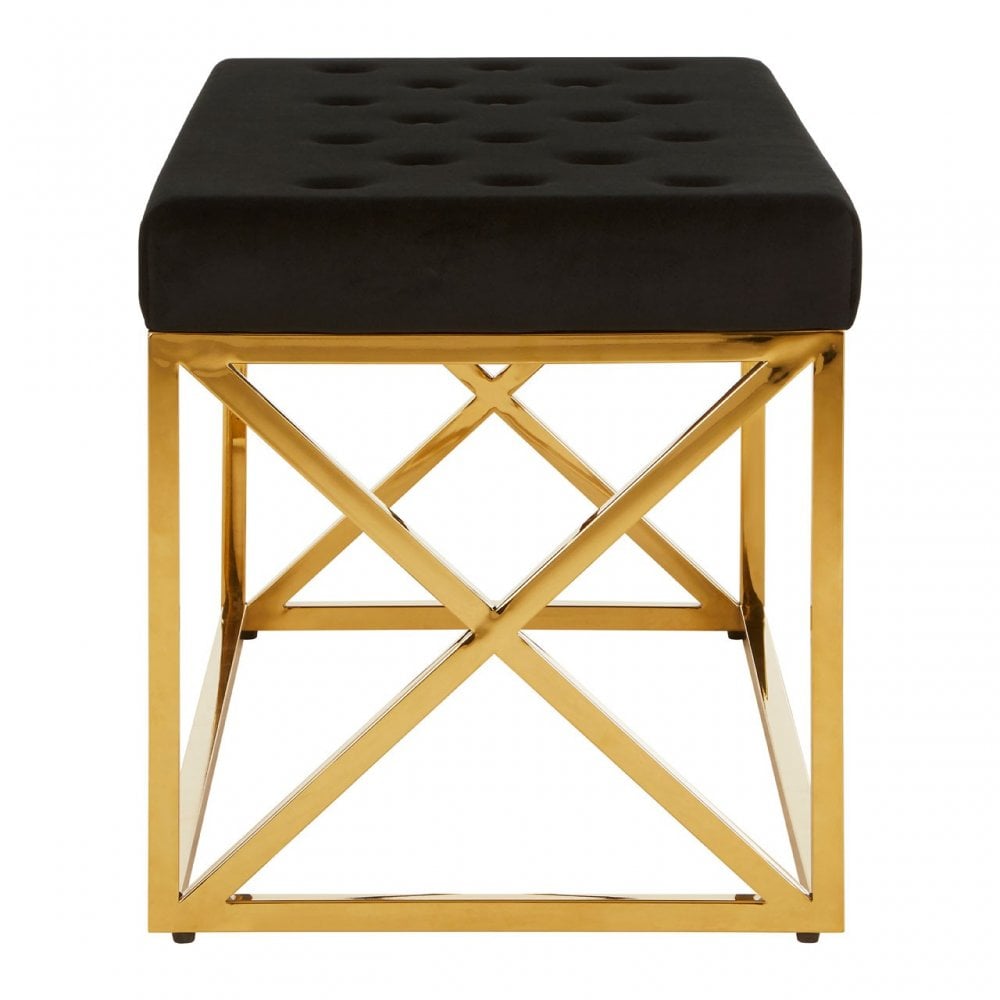 Matayo Black Tufted Seat / Gold Finish Bench Black