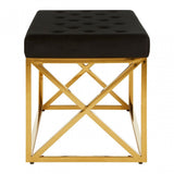 Matayo Black Tufted Seat / Gold Finish Bench Black