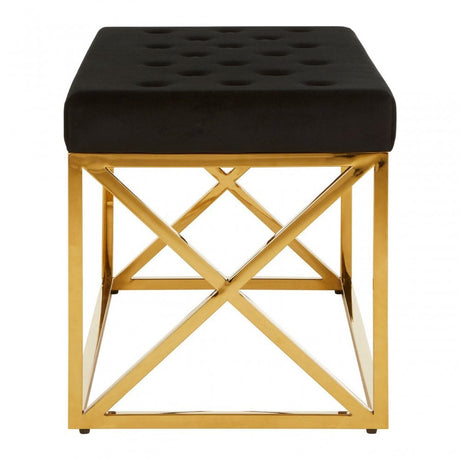 Matayo Black Tufted Seat / Gold Finish Bench Black